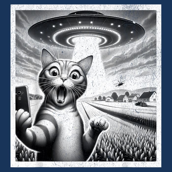 Cat Selfie With Alien Ufo Funny Cat For Women 16 in Basic Backpack