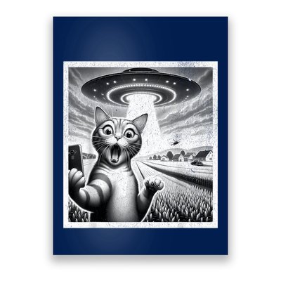 Cat Selfie With Alien Ufo Funny Cat For Women Poster
