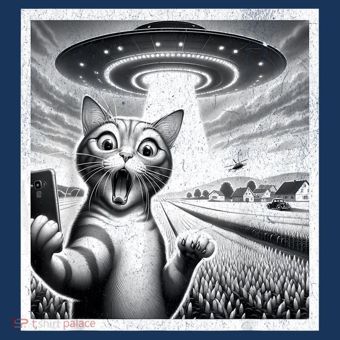 Cat Selfie With Alien Ufo Funny Cat For Women Baby Bodysuit