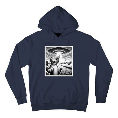 Cat Selfie With Alien Ufo Funny Cat For Women Tall Hoodie
