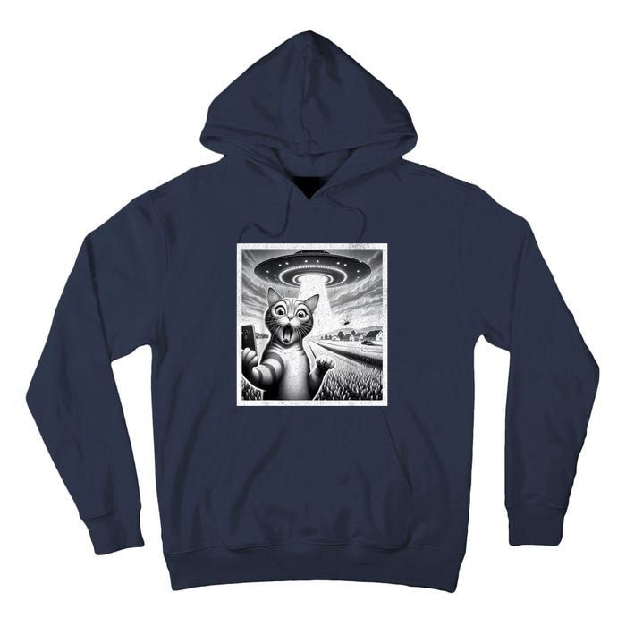 Cat Selfie With Alien Ufo Funny Cat For Women Tall Hoodie