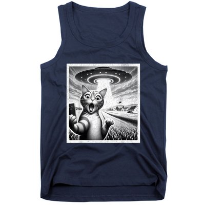 Cat Selfie With Alien Ufo Funny Cat For Women Tank Top