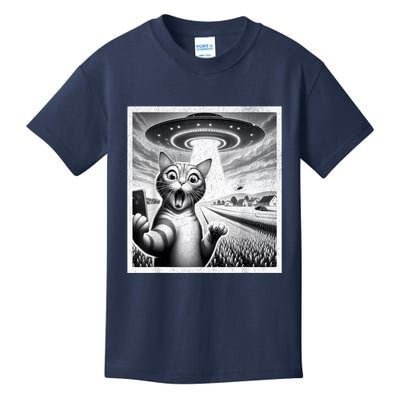 Cat Selfie With Alien Ufo Funny Cat For Women Kids T-Shirt