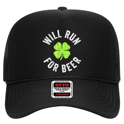 Cute Shamrock Will Run For Beer Funny St. Patricks Day Gift Trucker Hat