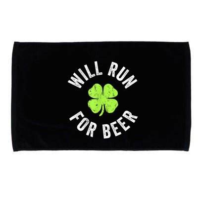 Cute Shamrock Will Run For Beer Funny St. Patricks Day Gift Microfiber Hand Towel