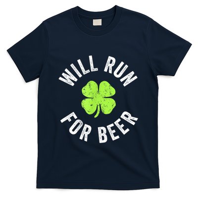 Cute Shamrock Will Run For Beer Funny St. Patricks Day Gift T-Shirt