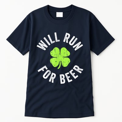Cute Shamrock Will Run For Beer Funny St. Patricks Day Gift Tall T-Shirt
