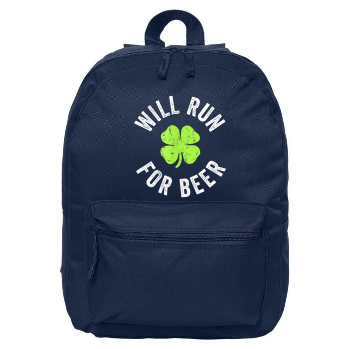Cute Shamrock Will Run For Beer Funny St. Patricks Day Gift 16 in Basic Backpack