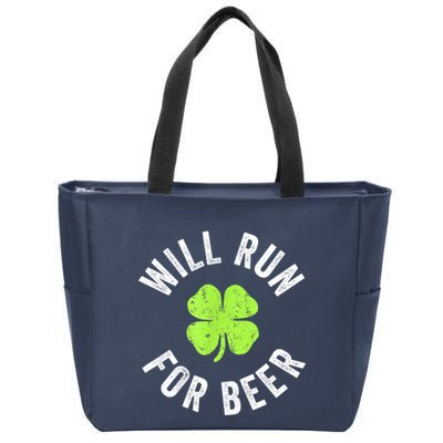 Cute Shamrock Will Run For Beer Funny St. Patricks Day Gift Zip Tote Bag