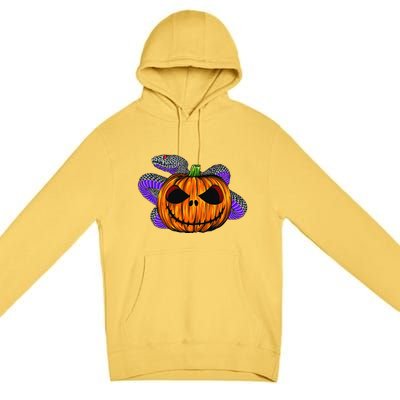 Cool Snake With Spooky Pumpkin Halloween Costume Premium Pullover Hoodie