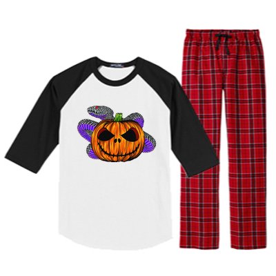 Cool Snake With Spooky Pumpkin Halloween Costume Raglan Sleeve Pajama Set