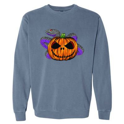 Cool Snake With Spooky Pumpkin Halloween Costume Garment-Dyed Sweatshirt