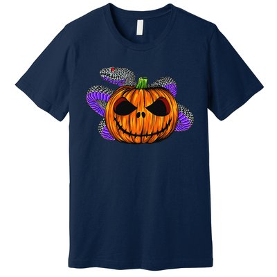 Cool Snake With Spooky Pumpkin Halloween Costume Premium T-Shirt