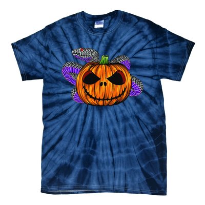 Cool Snake With Spooky Pumpkin Halloween Costume Tie-Dye T-Shirt