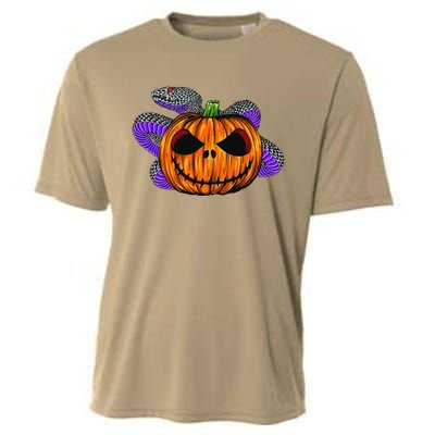 Cool Snake With Spooky Pumpkin Halloween Costume Cooling Performance Crew T-Shirt