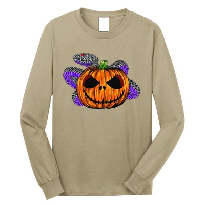 Cool Snake With Spooky Pumpkin Halloween Costume Long Sleeve Shirt