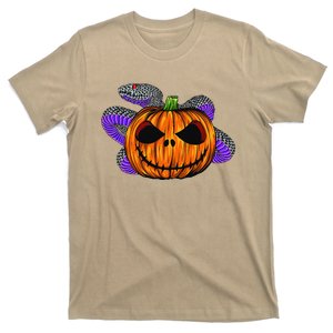 Cool Snake With Spooky Pumpkin Halloween Costume T-Shirt