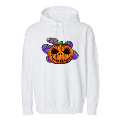 Cool Snake With Spooky Pumpkin Halloween Costume Garment-Dyed Fleece Hoodie