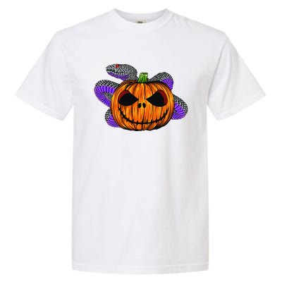 Cool Snake With Spooky Pumpkin Halloween Costume Garment-Dyed Heavyweight T-Shirt