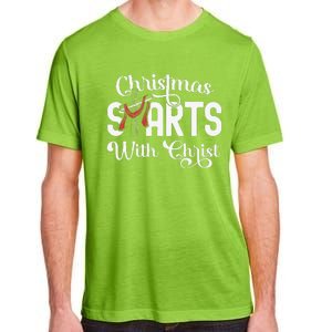 Christmas Starts With Christ Cross Jesus Christian Adult ChromaSoft Performance T-Shirt