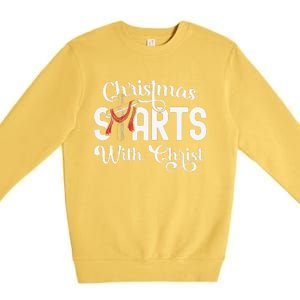 Christmas Starts With Christ Cross Jesus Christian Premium Crewneck Sweatshirt