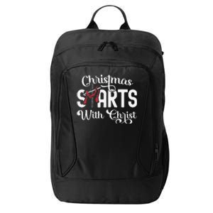 Christmas Starts With Christ Cross Jesus Christian City Backpack