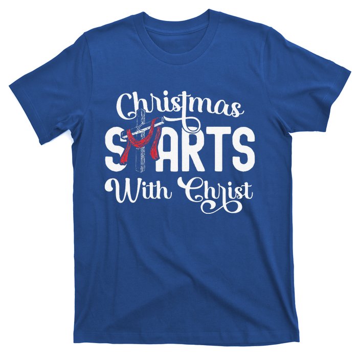 Christmas Starts With Christ Cross Jesus Christian T-Shirt