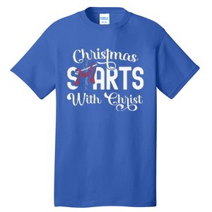 Christmas Starts With Christ Cross Jesus Christian Tall T-Shirt