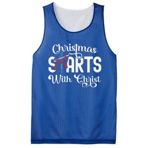 Christmas Starts With Christ Cross Jesus Christian Mesh Reversible Basketball Jersey Tank