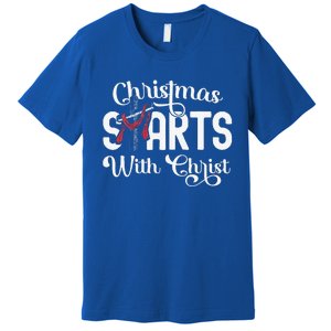 Christmas Starts With Christ Cross Jesus Christian Premium T-Shirt