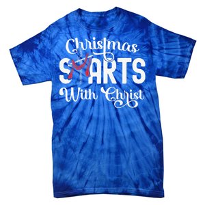 Christmas Starts With Christ Cross Jesus Christian Tie-Dye T-Shirt