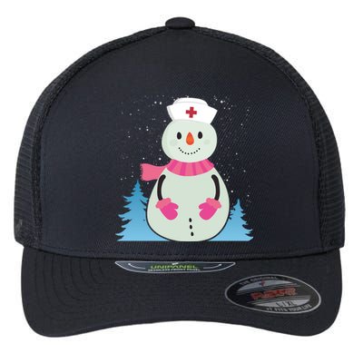 Christmas Snow With Nurse Cap Xmas Nursing Squad Gift Flexfit Unipanel Trucker Cap