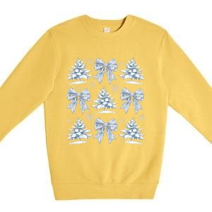 Christmas Snowflake Winter Christmas Coquette Bow Christmas Gift Premium Crewneck Sweatshirt