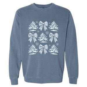 Christmas Snowflake Winter Christmas Coquette Bow Christmas Gift Garment-Dyed Sweatshirt