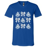 Christmas Snowflake Winter Christmas Coquette Bow Christmas Gift V-Neck T-Shirt