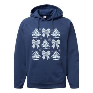 Christmas Snowflake Winter Christmas Coquette Bow Christmas Gift Performance Fleece Hoodie