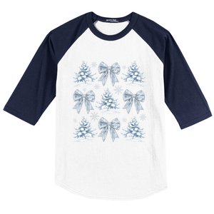 Christmas Snowflake Winter Christmas Coquette Bow Christmas Gift Baseball Sleeve Shirt