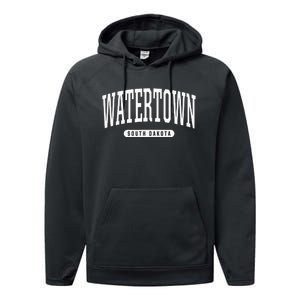 College Style Watertown South Dakota Souvenir Gift Performance Fleece Hoodie