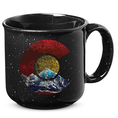 Colorado Shirts With Flag Themed Mountain 15oz Campfire Ceramic Mug