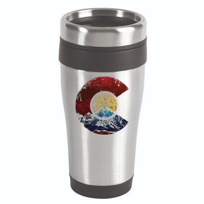 Colorado Shirts With Flag Themed Mountain 16oz Travel Tumbler