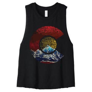 Colorado Shirts With Flag Themed Mountain Women's Racerback Cropped Tank