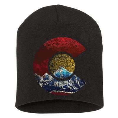 Colorado Shirts With Flag Themed Mountain Short Acrylic Beanie