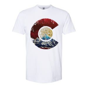 Colorado Shirts With Flag Themed Mountain Softstyle CVC T-Shirt