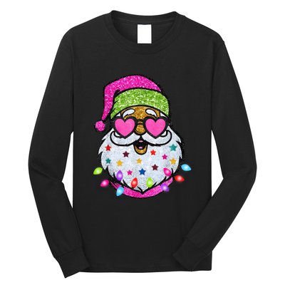 Cute Santa With Sunglasses Bling Bling Funny Christmas Long Sleeve Shirt