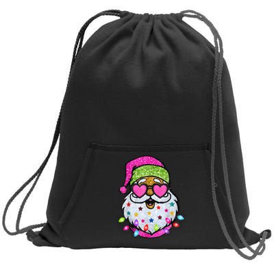 Cute Santa With Sunglasses Bling Bling Funny Christmas Sweatshirt Cinch Pack Bag