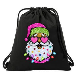 Cute Santa With Sunglasses Bling Bling Funny Christmas Drawstring Bag