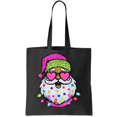 Cute Santa With Sunglasses Bling Bling Funny Christmas Tote Bag