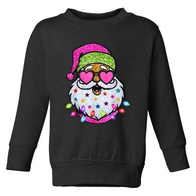 Cute Santa With Sunglasses Bling Bling Funny Christmas Toddler Sweatshirt