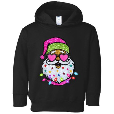 Cute Santa With Sunglasses Bling Bling Funny Christmas Toddler Hoodie