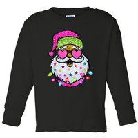 Cute Santa With Sunglasses Bling Bling Funny Christmas Toddler Long Sleeve Shirt